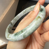 77.4mm A-Grade Natural Floral Jadeite Modern Round Big Bangle No.152059