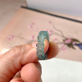 16mm Icy A-Grade Natural Bluish Green Jadeite Plum Blossom Ring Band No.162589