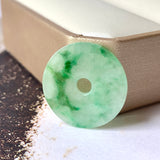 A-Grade Floral Imperial Green Jadeite Donut No.171425