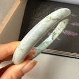 77.4mm A-Grade Natural Floral Jadeite Modern Round Big Bangle No.152059
