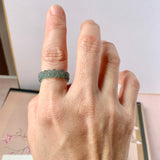 16mm Icy A-Grade Natural Bluish Green Jadeite Plum Blossom Ring Band No.162589