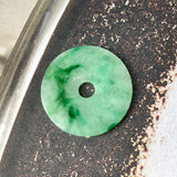 A-Grade Floral Imperial Green Jadeite Donut Pendant No.171425