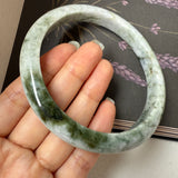 77.4mm A-Grade Natural Floral Jadeite Modern Round Big Bangle No.152059