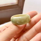 21.1mm A-Grade Natural Yellowish Green Jadeite  Ring Band No.162356
