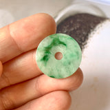 A-Grade Floral Imperial Green Jadeite Donut Pendant No.171425