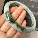 77.4mm A-Grade Natural Floral Jadeite Modern Round Big Bangle No.152059