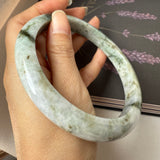 77.4mm A-Grade Natural Floral Jadeite Modern Round Big Bangle No.152059