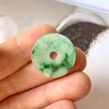 A-Grade Floral Imperial Green Jadeite Donut Pendant No.171425