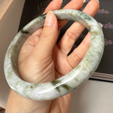 77.4mm A-Grade Natural Floral Jadeite Modern Round Big Bangle No.152059