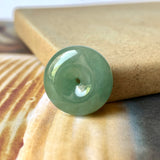 A-Grade Natural Bluish Green Jadeite Donut Pendant No.220618
