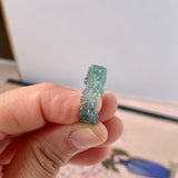 15.1mm Icy A-Grade Natural Bluish Green Jadeite Plum Blossom Ring Band No.162590