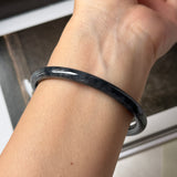 56.8mm A-Grade Natural Black Imperial Green Jadeite Traditional Round Slim Cut Bangle No. 152176