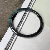 SOLD OUT: 55.1mm A-Grade Natural Black Imperial Green Jadeite Traditional Round Slim Cut Bangle No. 152177
