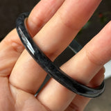 SOLD OUT: 55.1mm A-Grade Natural Black Imperial Green Jadeite Traditional Round Slim Cut Bangle No. 152177