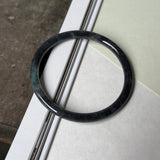 55.3mm A-Grade Natural Black Imperial Green Jadeite Traditional Round Slim Cut Bangle No. 152178