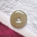 A-Grade Natural Yellowish Grey Jadeite Donut Pendant No.220544