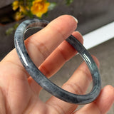 55.3mm A-Grade Natural Black Imperial Green Jadeite Traditional Round Slim Cut Bangle No. 152179