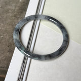54.1mm A-Grade Natural Black Imperial Green Jadeite Traditional Round Slim Cut Bangle No. 152180