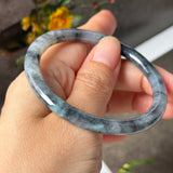 54.1mm A-Grade Natural Black Imperial Green Jadeite Traditional Round Slim Cut Bangle No. 152180