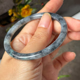 54.1mm A-Grade Natural Black Imperial Green Jadeite Traditional Round Slim Cut Bangle No. 152180