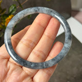 54.1mm A-Grade Natural Black Imperial Green Jadeite Traditional Round Slim Cut Bangle No. 152180
