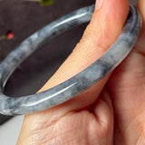 54.1mm A-Grade Natural Black Imperial Green Jadeite Traditional Round Slim Cut Bangle No. 152180