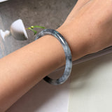 54.1mm A-Grade Natural Black Imperial Green Jadeite Traditional Round Slim Cut Bangle No. 152180