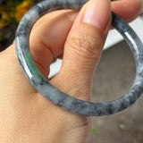 54.3mm A-Grade Natural Black Imperial Green Jadeite Traditional Round Slim Cut Bangle No. 152181