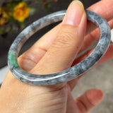 54.3mm A-Grade Natural Black Imperial Green Jadeite Traditional Round Slim Cut Bangle No. 152181
