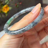 54.3mm A-Grade Natural Black Imperial Green Jadeite Traditional Round Slim Cut Bangle No. 152181