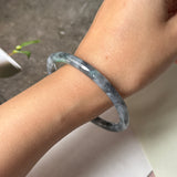 54.3mm A-Grade Natural Black Imperial Green Jadeite Traditional Round Slim Cut Bangle No. 152181