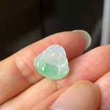 A-Grade Natural Moss On Snow Jadeite Buddha Pendant No.172915