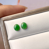 0.75cts A-Grade Natural Imperial Green Jadeite Oval Cabochon Pair No. 180762