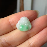 A-Grade Natural Moss On Snow Jadeite Buddha Pendant No.172916