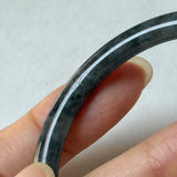 55.3mm A-Grade Natural Black Imperial Green Jadeite Traditional Round Slim Cut Bangle No. 152179