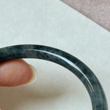 55.3mm A-Grade Natural Black Imperial Green Jadeite Traditional Round Slim Cut Bangle No. 152179