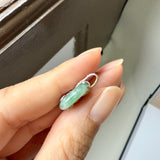 A-Grade Green Floral Jadeite Donut Bamboo Pendant (Dual Gold Tone) No.172610