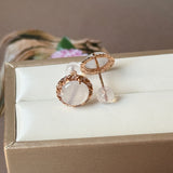 Icy A-Grade Natural Light Pink Jadeite Sisal Rope Stud Earrings No. 180933