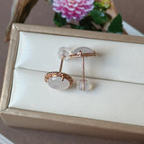 Icy A-Grade Natural Light Pink Jadeite Sisal Rope Stud Earrings No. 180933