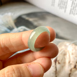 SOLD OUT: 16.1mm A-Grade Natural Bluish Green Jadeite Abacus Ring Band No.220680