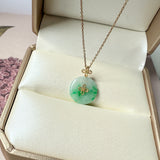A-Grade Moss On Snow Jadeite M.Petals Lilac Flower Donut Pendant No.172617