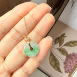 A-Grade Moss On Snow Jadeite M.Petals Lilac Flower Donut Pendant No.172617