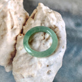 17mm A-Grade Natural Bluish Green Jadeite Abacus Ring Band No.220681