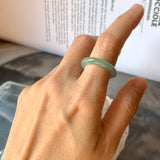 17mm A-Grade Natural Bluish Green Jadeite Abacus Ring Band No.220681