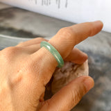 17mm A-Grade Natural Bluish Green Jadeite Abacus Ring Band No.220681