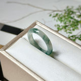 16mm A-Grade Natural Floral Jadeite Slim Cut Ring Band No. 162614