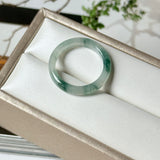 16mm A-Grade Natural Floral Jadeite Slim Cut Ring Band No. 162614