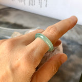 17mm A-Grade Natural Bluish Green Jadeite Abacus Ring Band No.220681