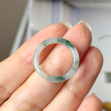 16mm A-Grade Natural Floral Jadeite Slim Cut Ring Band No. 162614