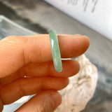 17mm A-Grade Natural Bluish Green Jadeite Abacus Ring Band No.220681